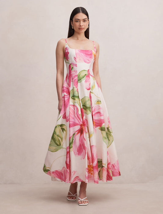 Emery Panel Maxi Dress Cora Tropical Forever New
