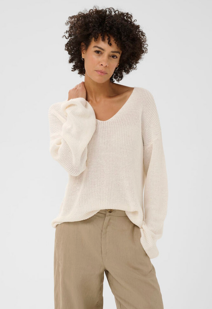Etronas - V-Neck Sweater - Whisper White