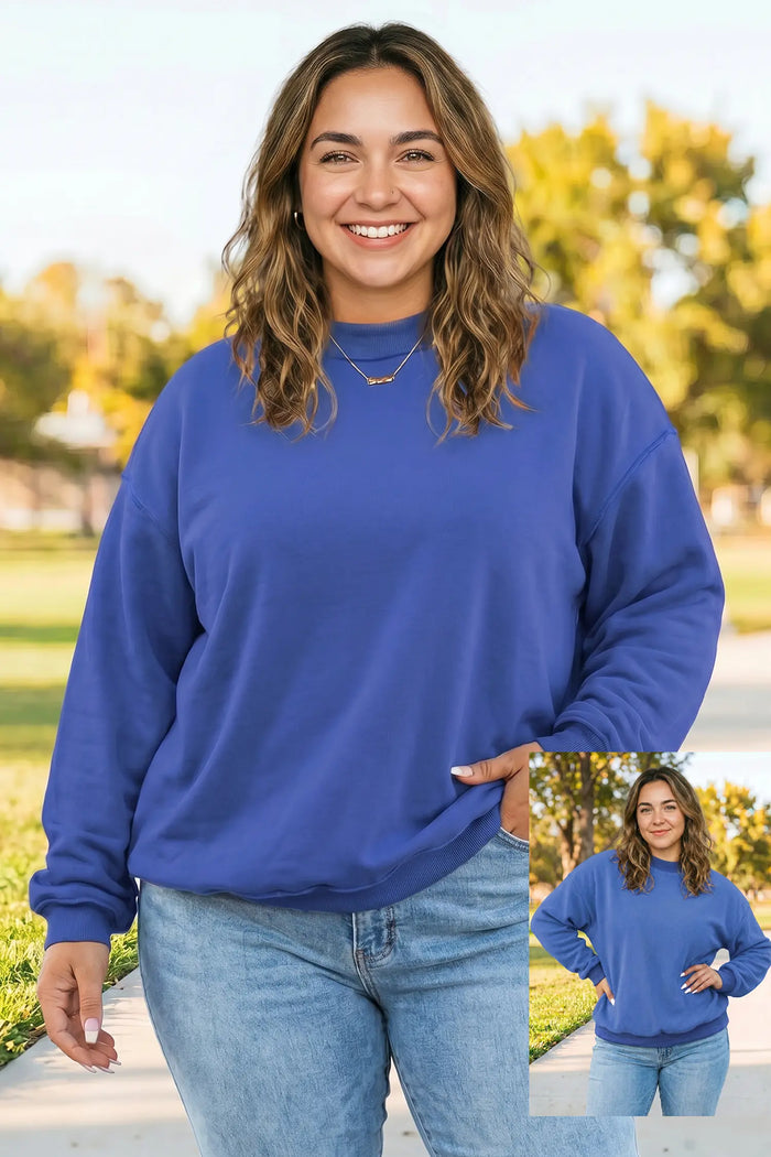 Exposed Seam Detail Reversible Double Wear Plus Size Sweatshirt – Light Grey