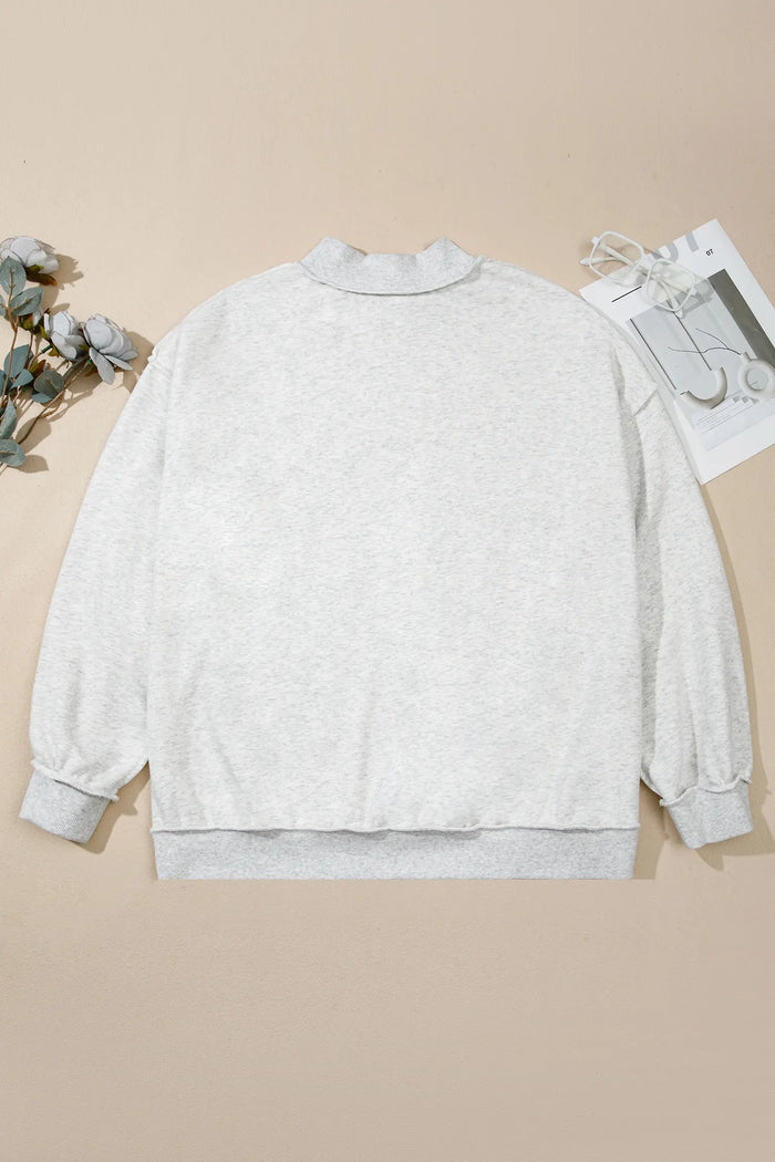 Exposed Seam Detail Reversible Double Wear Plus Size Sweatshirt – Light Grey