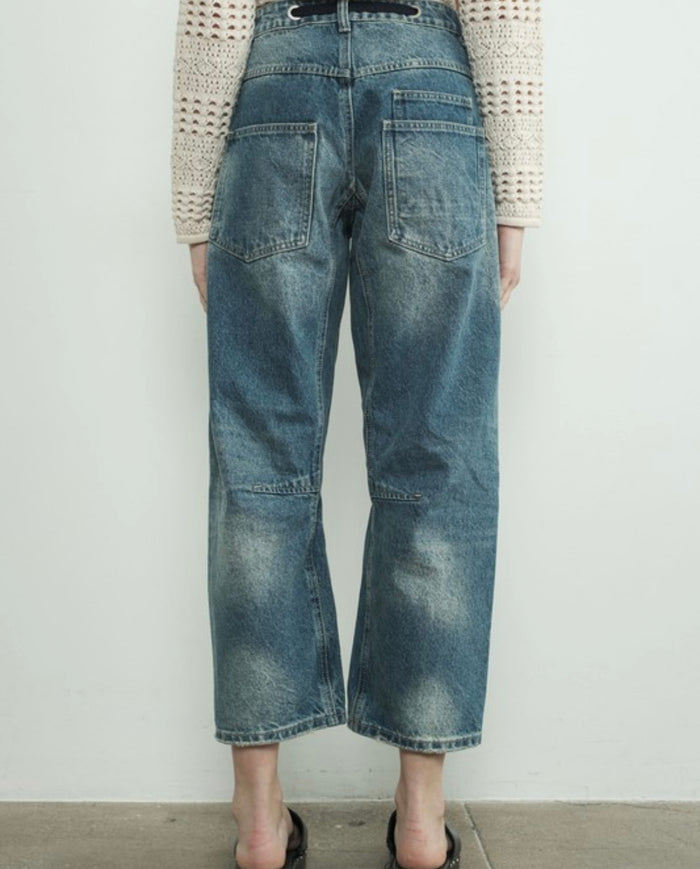 ‘Eyelet’ barrel jeans