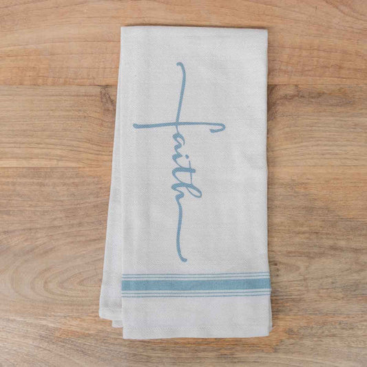 Faith Hand Towel – Elegant Cream & Blue (20x28’’) - Home