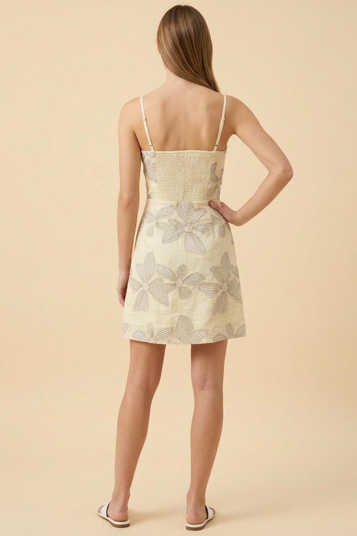 Floral Twist Front Cutout Mini Dress