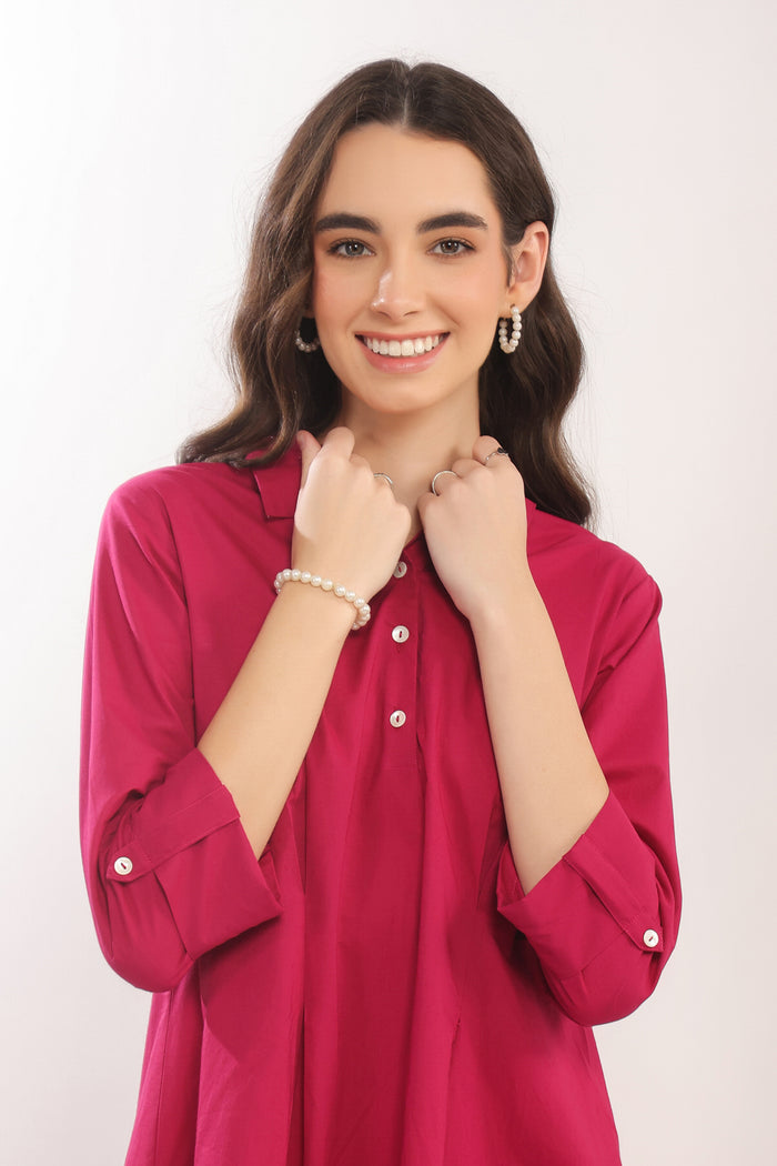 Fuchsia Solid Flame Cotton Co-ord Set