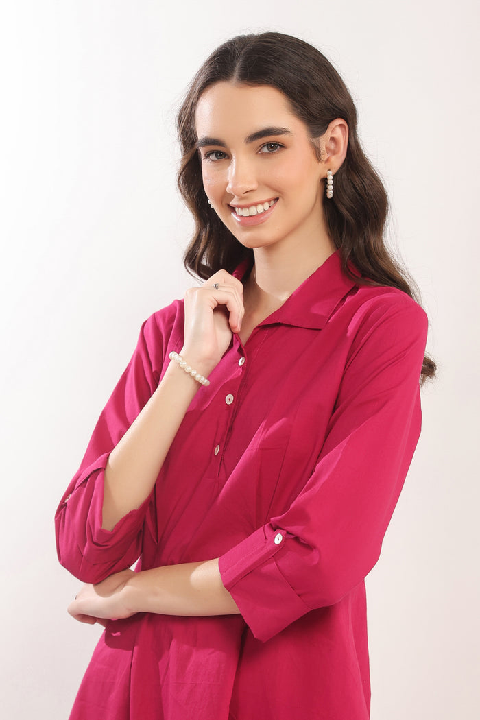 Fuchsia Solid Flame Cotton Co-ord Set