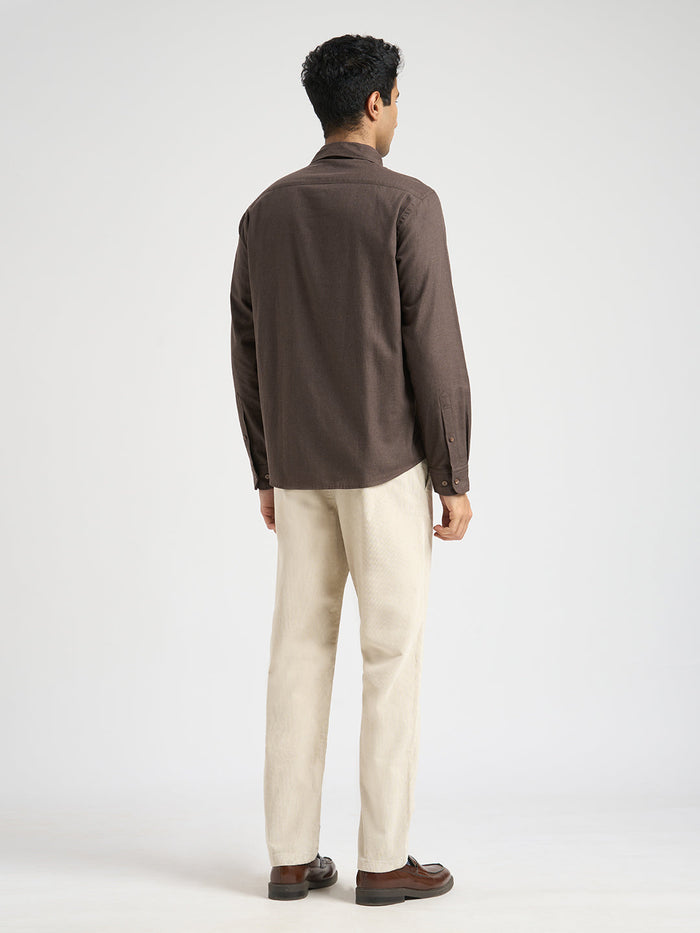 Full Sleeves Cotton Shirt - Brown