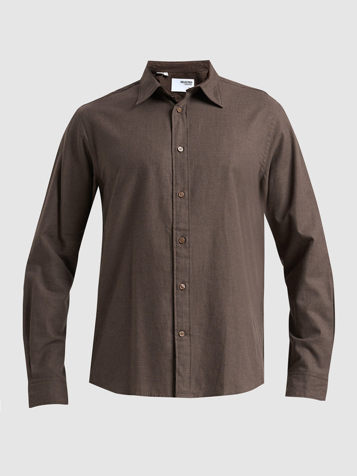 Full Sleeves Cotton Shirt - Brown