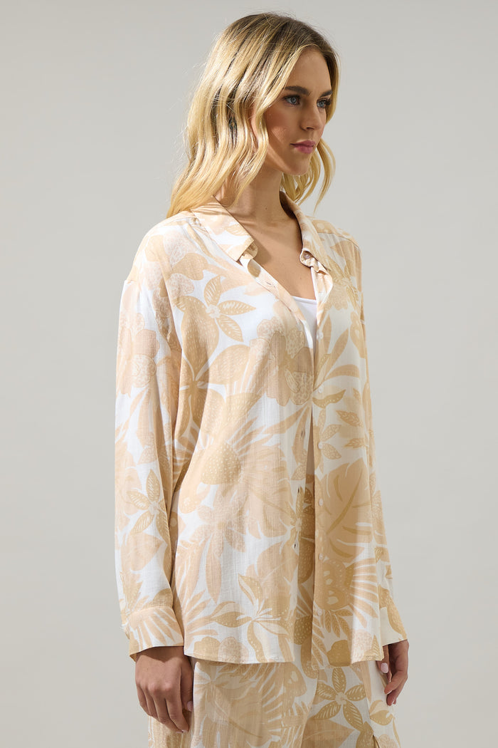 Geneva Floral State Oversized Button Down Shirt