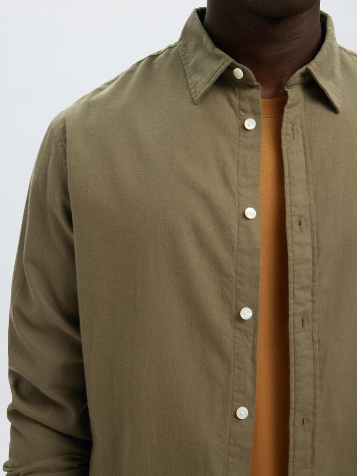 Green Brushed Flannel Shirt