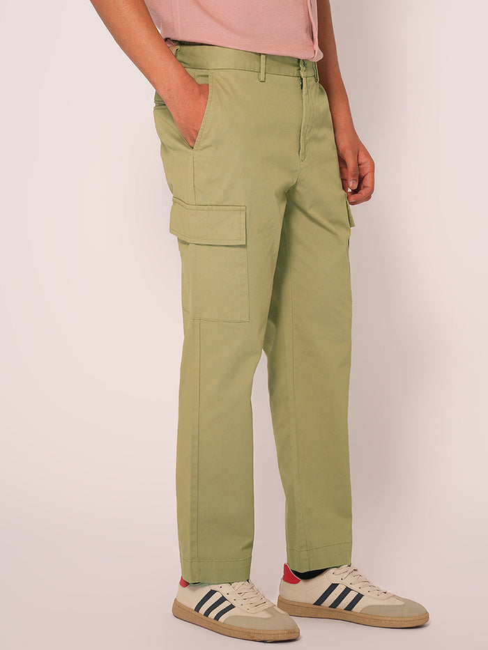 Green Mid Rise Cargo Pants