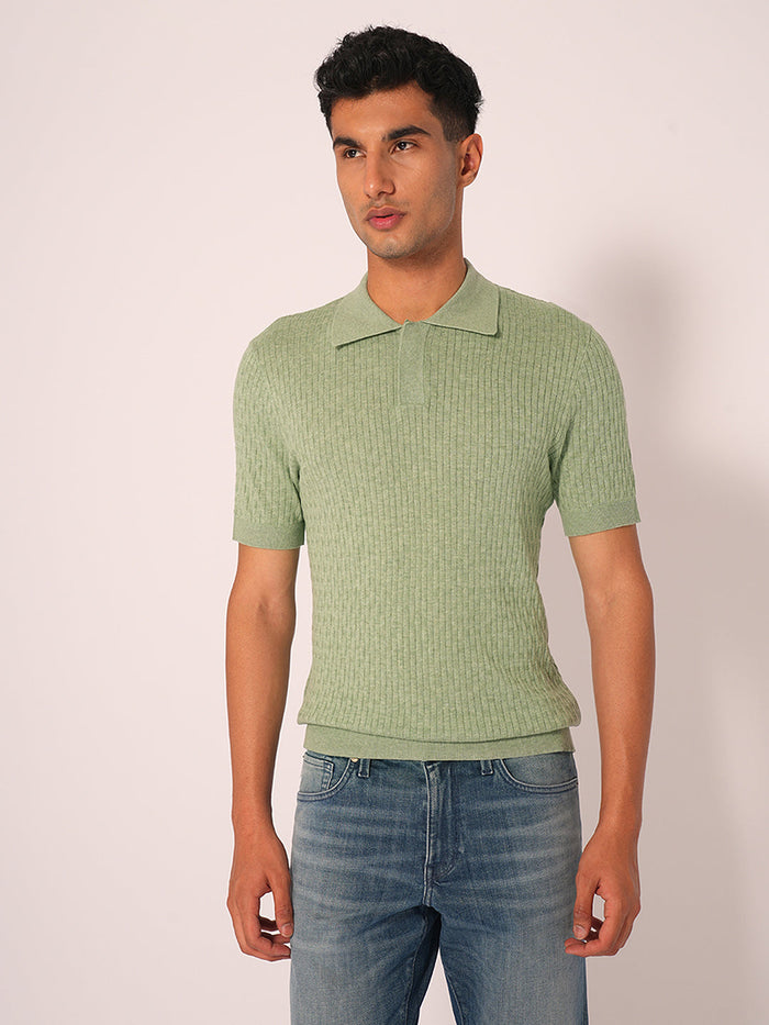 Green Organic Cotton Knitted Polo