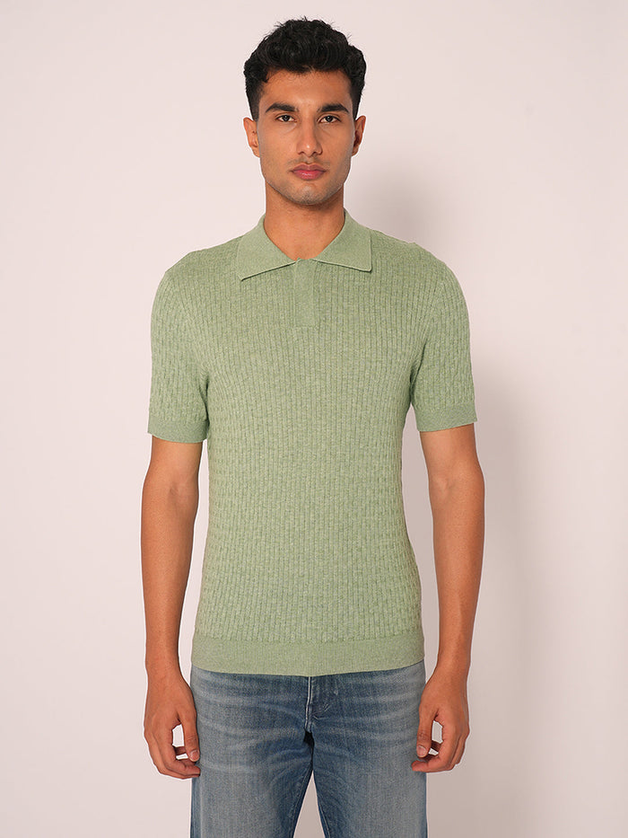 Green Organic Cotton Knitted Polo