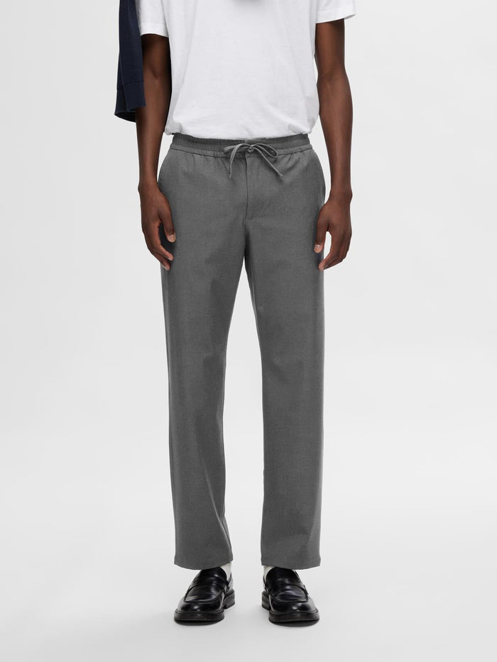 Grey Drawstring Straight Fit Pants