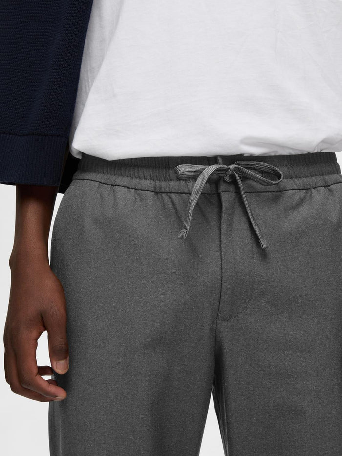 Grey Drawstring Straight Fit Pants
