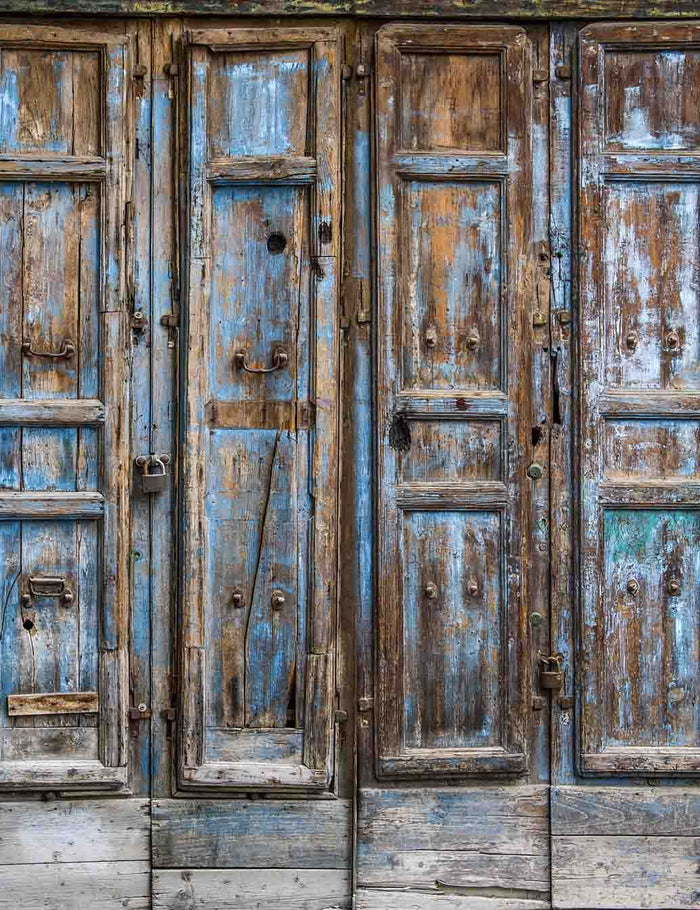 Grunge Blue Paint Off Wood Door Backdrop For Photography Shopbackdrop