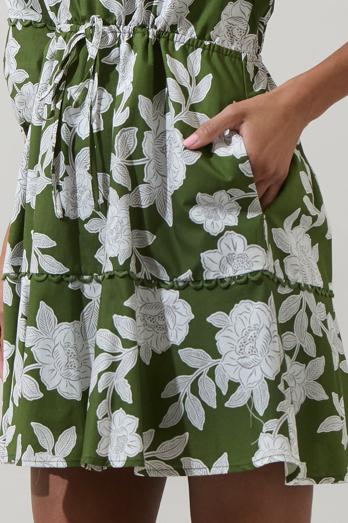 Haizley Floral Dabria Split Neck Mini Dress