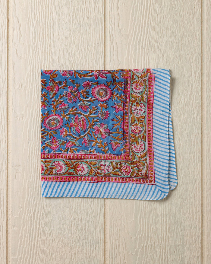 Hand Blocked Bandana in Pacific