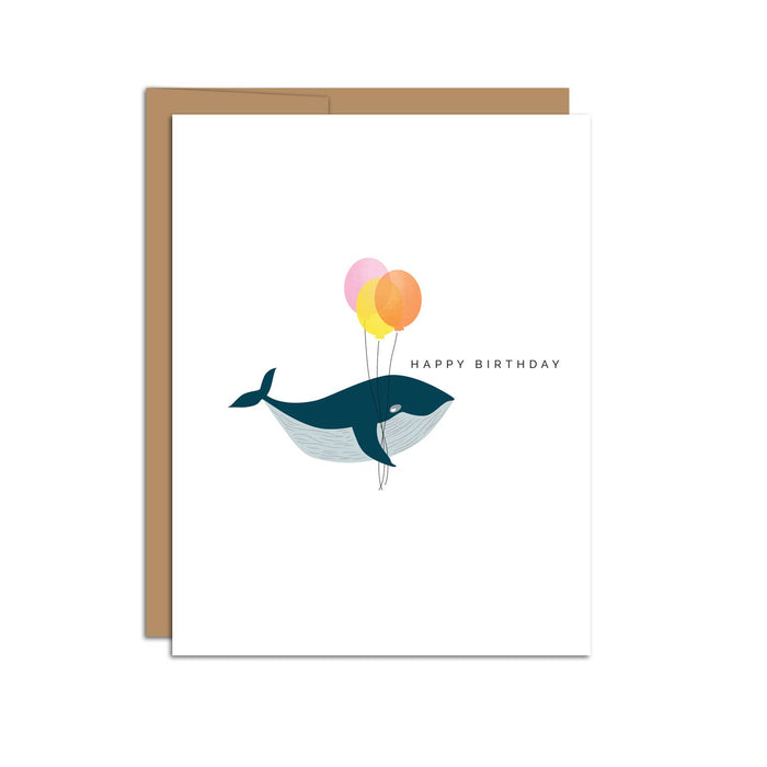 "Happy Birthday" Whale with Balloons