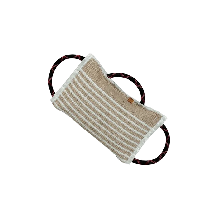 Hard tug with gusset (bite pillow), jute, 3 handles