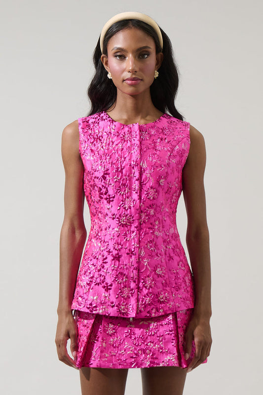 Harrington Jacquard Maize Sleeveless Top