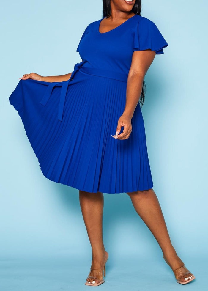HI Curvy Plus Size Women Pleated Flare Mini Dress Made in USA