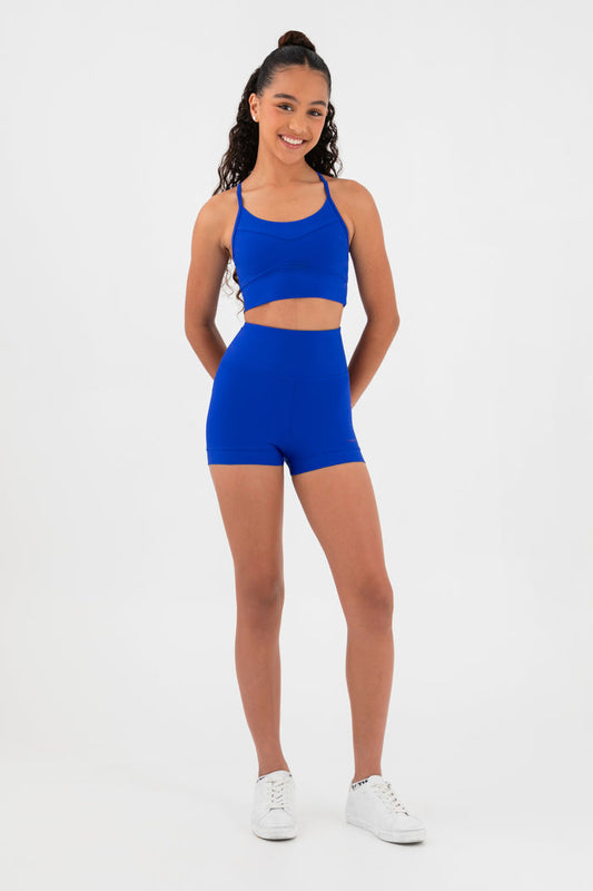 Hi-Waisted Short In Cobalt Blue - Front View