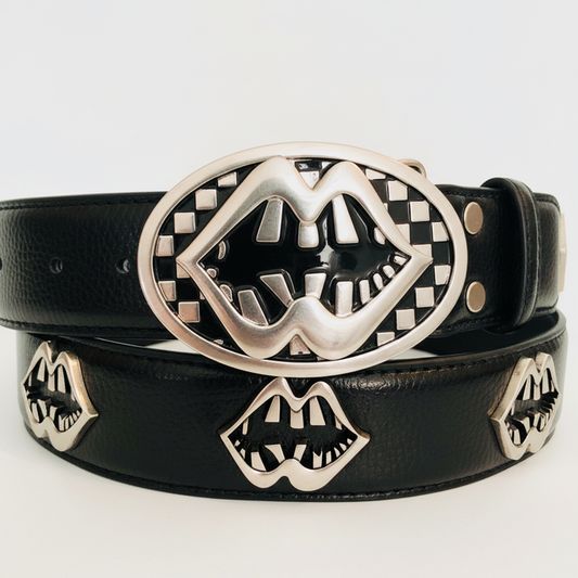 Houndstooth Leather Belt by CRUX