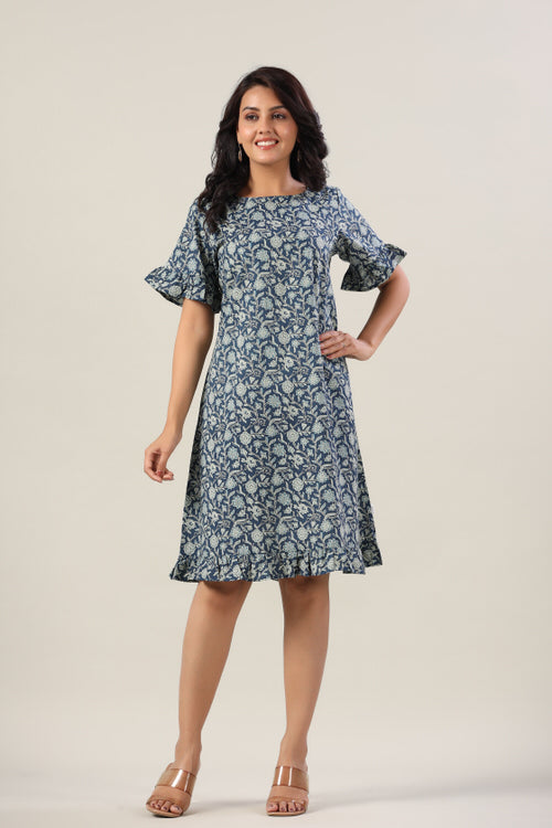 Indigo Jaal Cotton Dress