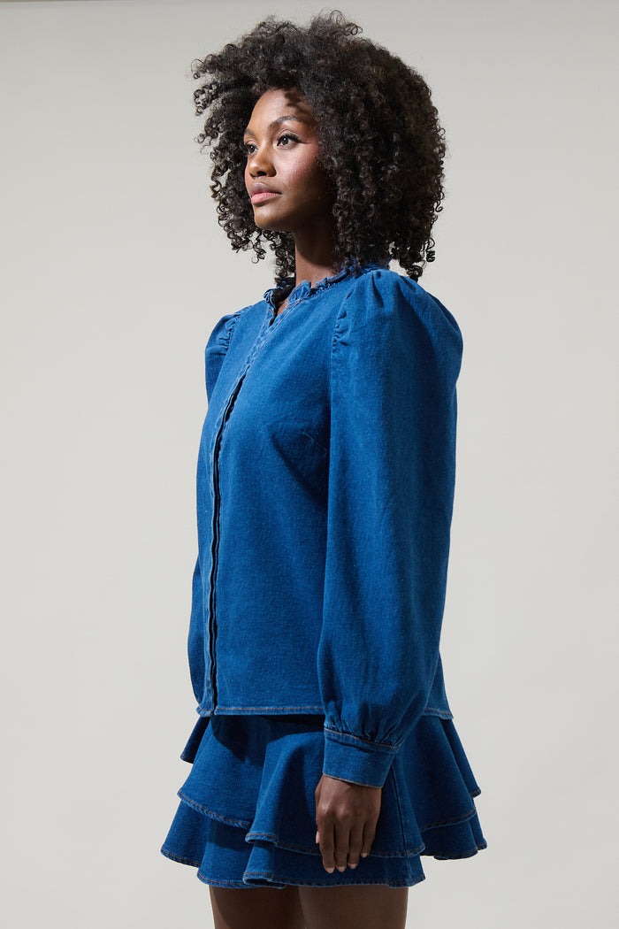 Jamie Denim Laye Button Down Top