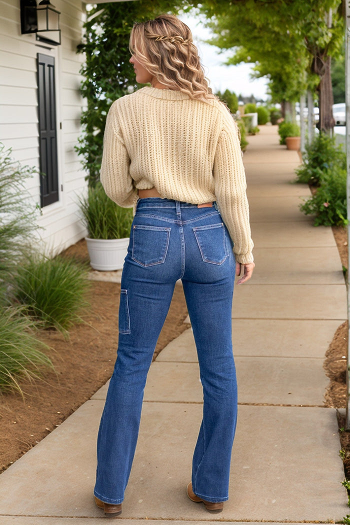 Judy Blue High Waist Dark Wash Cargo Bootcuts
