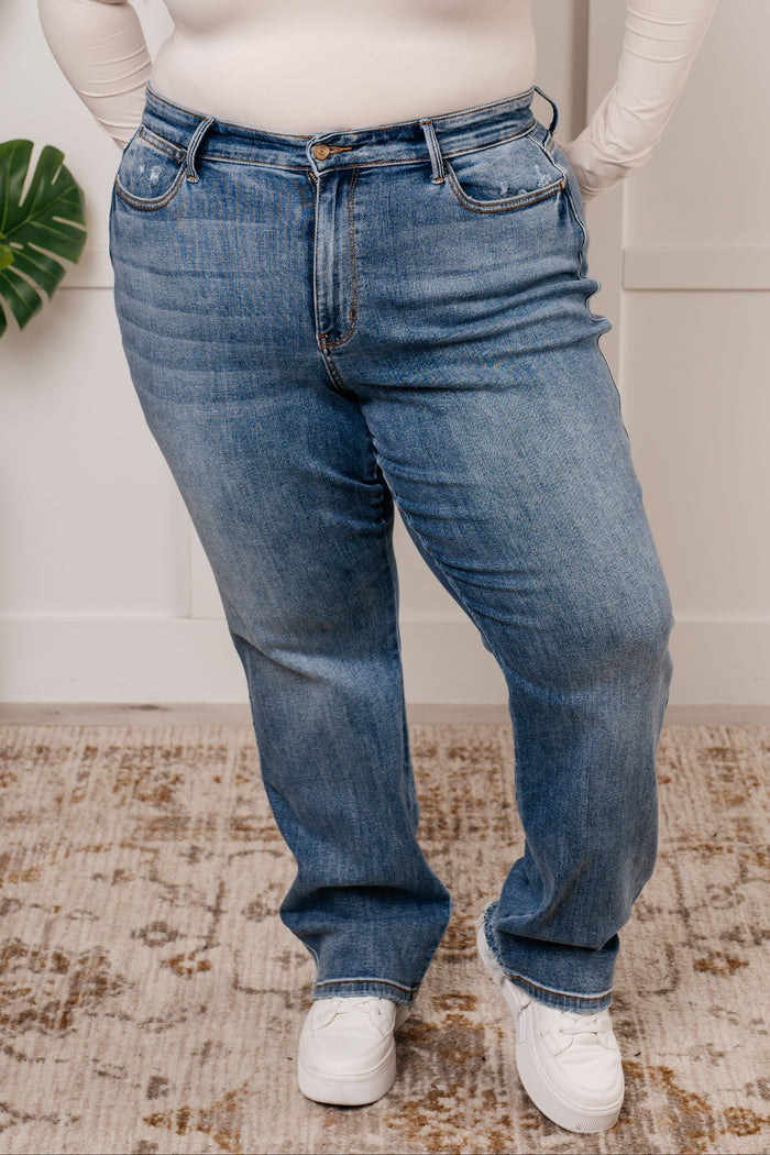 Judy Blue Mid Rise Cell Phone Pocket Dad Jeans