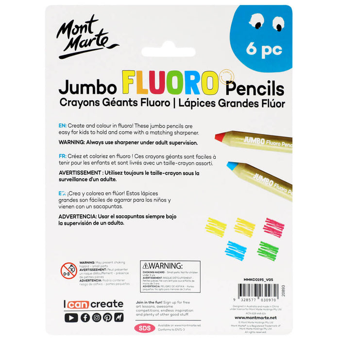 Jumbo Fluoro Pencils 6pc