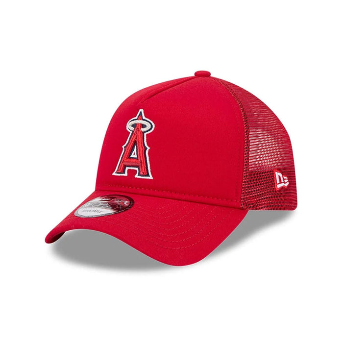 Pictured is this MLB Evergreen LA Angels 9FORTY A-Frame cap in red. 1