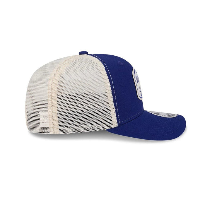 Pictured is this MLB Patch LA Dodgers 9SEVENTY Stretch Snap cap in dark blue. 6