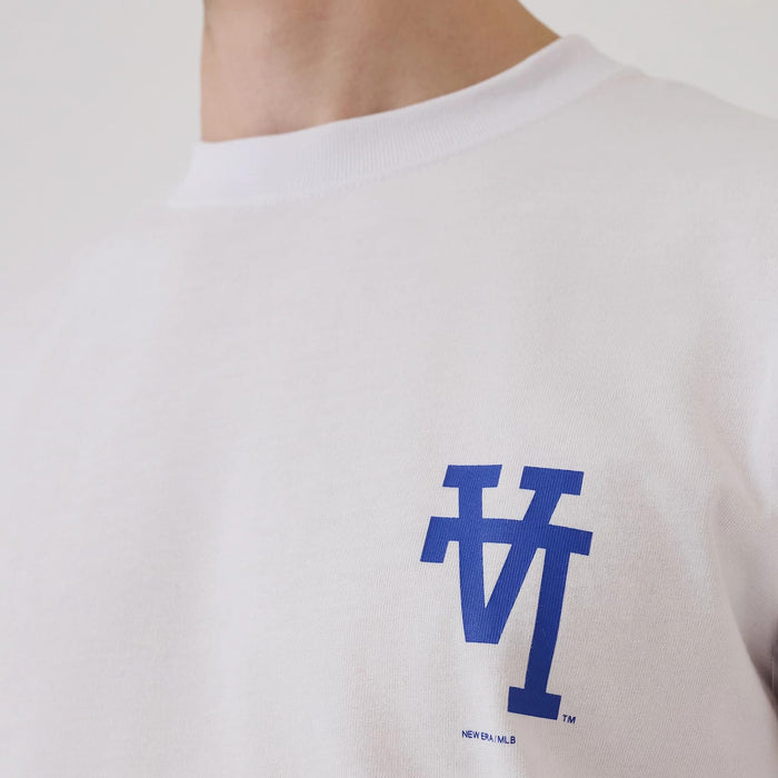 The model is wearing this MLB Upside Down LA Dodgers T-Shirt in white. 3