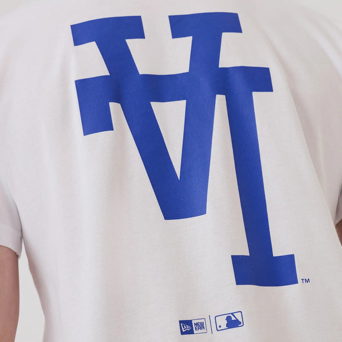 The model is wearing this MLB Upside Down LA Dodgers T-Shirt in white. 4