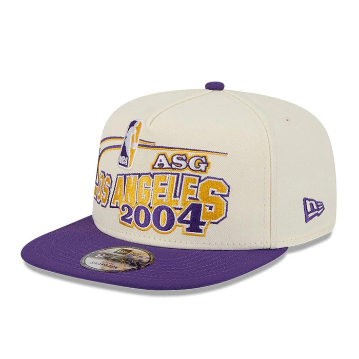Pictured is this NBA Hardwood Classic All Star Game LA Lakers 9FIFTY A-Frame Snapback cap in white. 4
