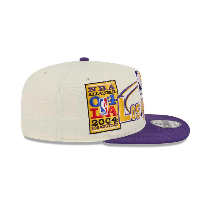 Pictured is this NBA Hardwood Classic All Star Game LA Lakers 9FIFTY A-Frame Snapback cap in white. 5