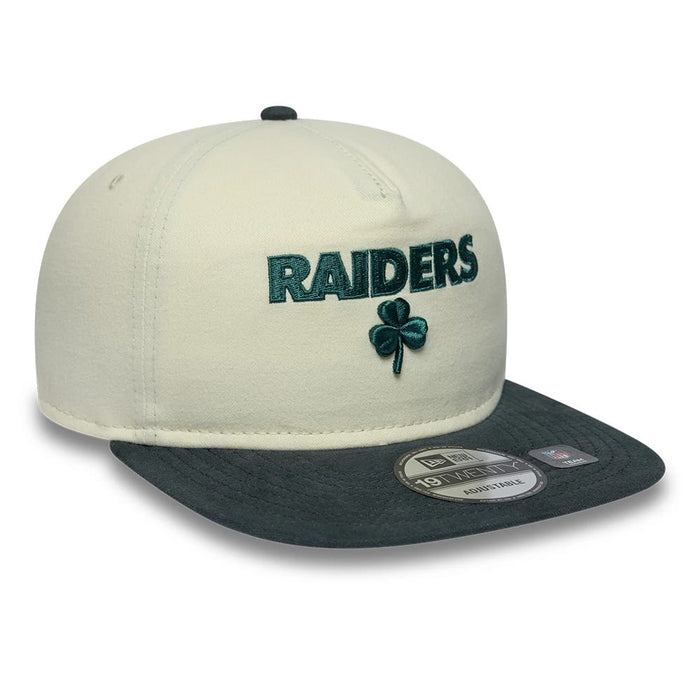 Pictured is this NFL Metallic Logo Las Vegas Raiders 19TWENTY cap in cream. 4