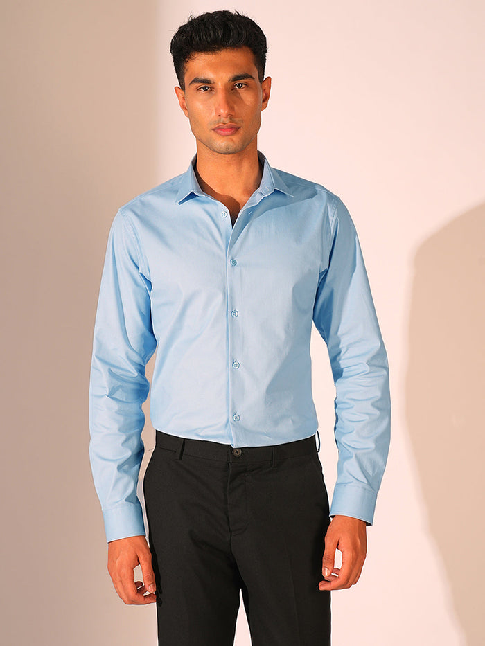 Light Blue Stretch Slim Fit Shirt
