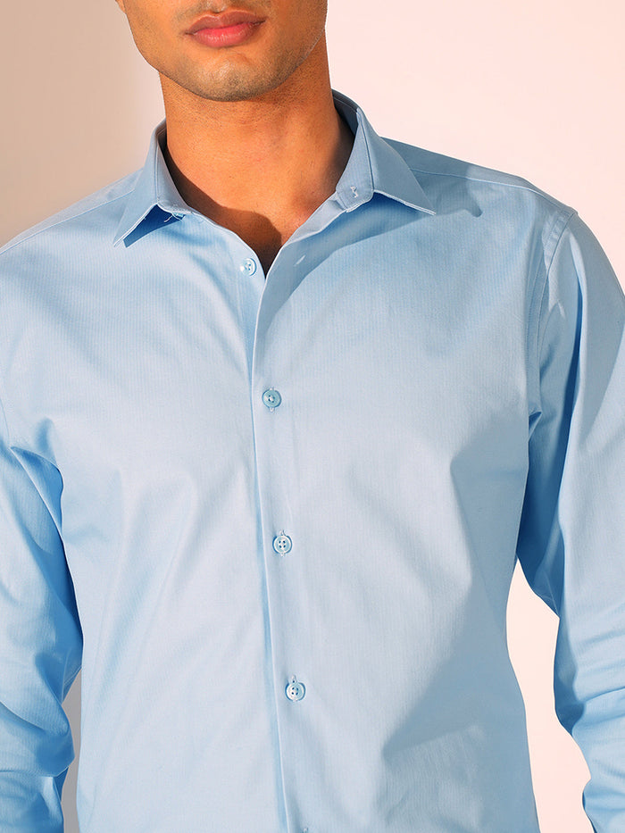 Light Blue Stretch Slim Fit Shirt