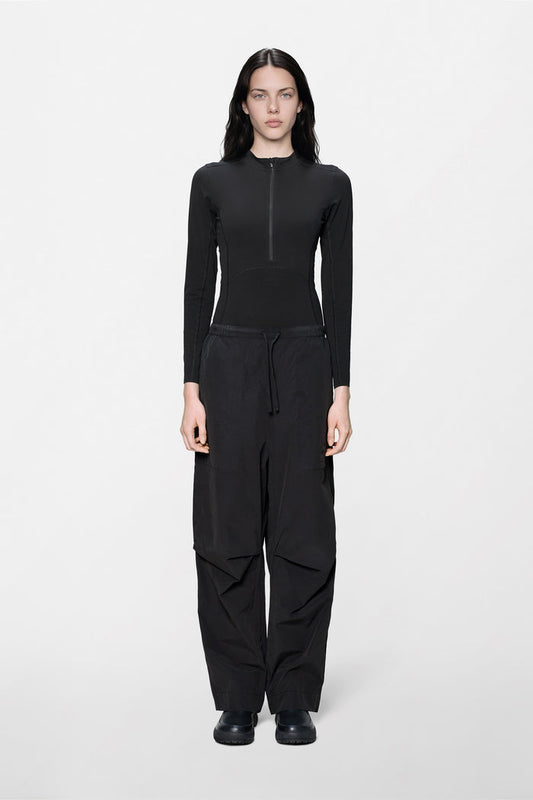 RAINS Light Woven Pants Wide Black Pants