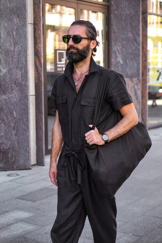 Linen Tote Bag QUINA in Black