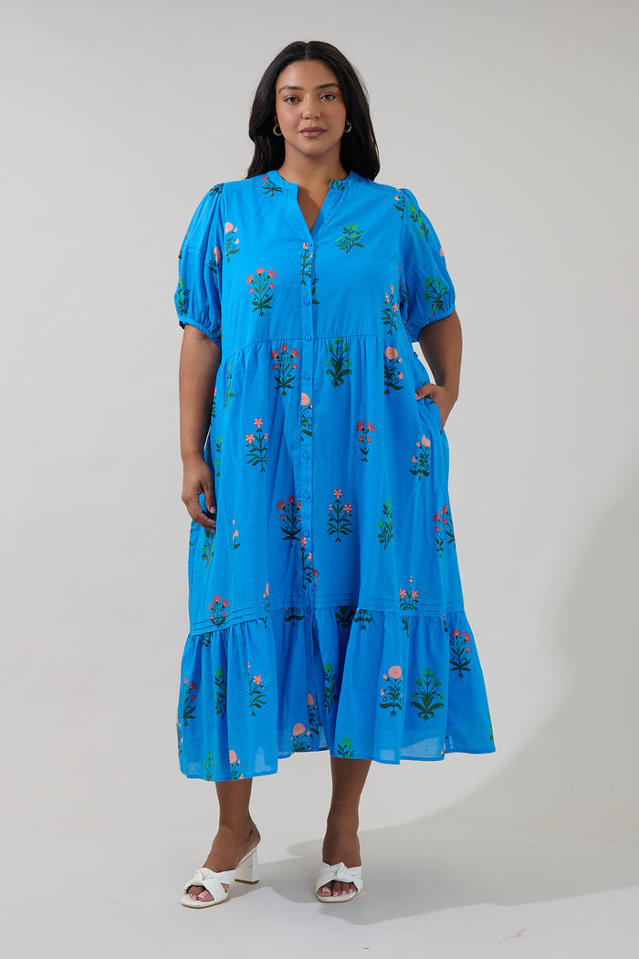 Lizeth Button Down Midi Dress Genora Floral Curve