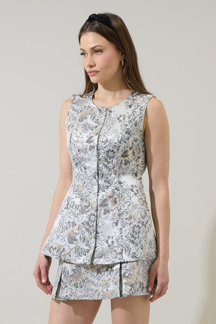 Lola Jacquard Maize Sleeveless Top