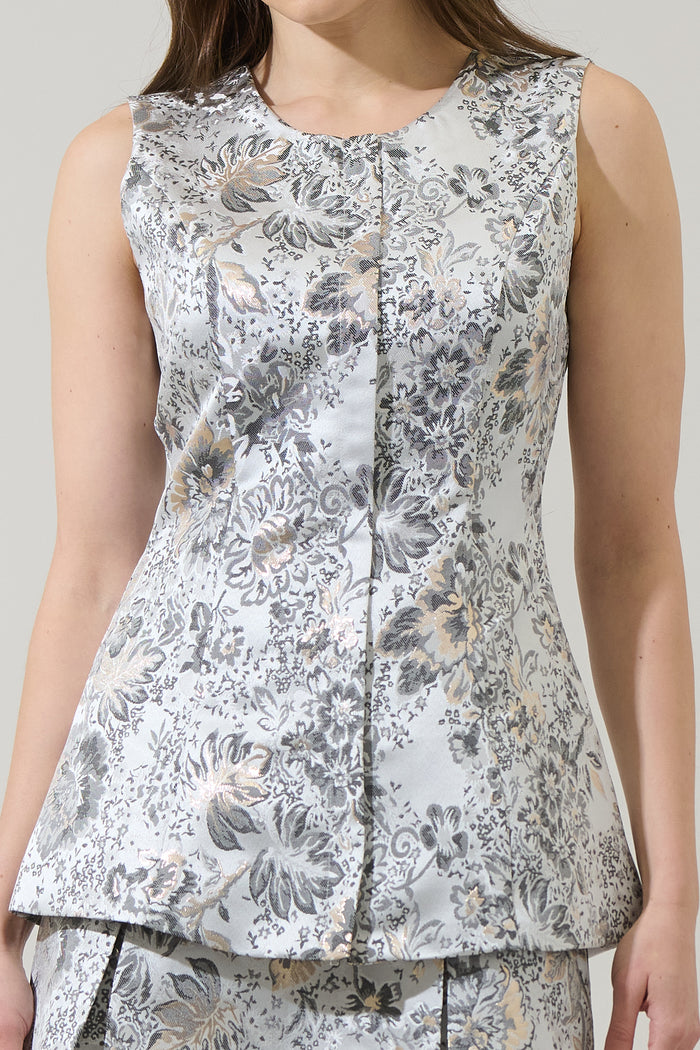 Lola Jacquard Maize Sleeveless Top