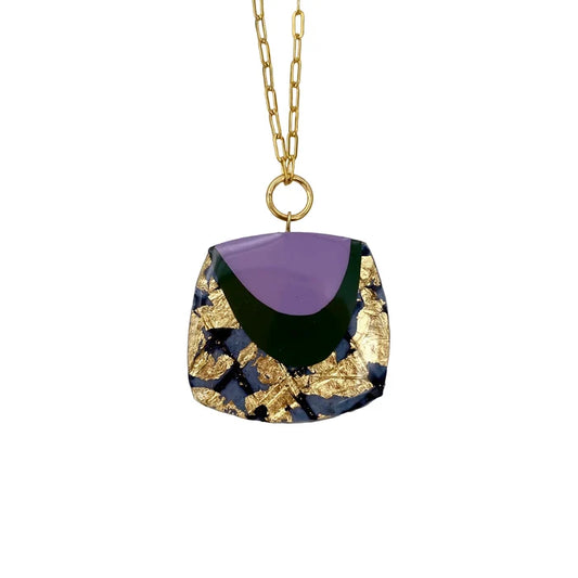 M'anam Necklace Black, Gold, Lilac & Olive