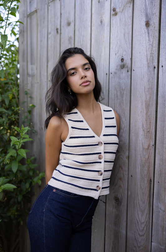 Mariana Vest - Navy Stripe