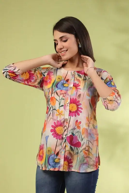 Meadow Sketch Russian Silk Top