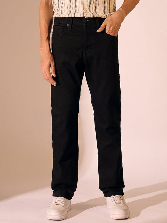 Mid Rise Straight Fit Jeans - Black